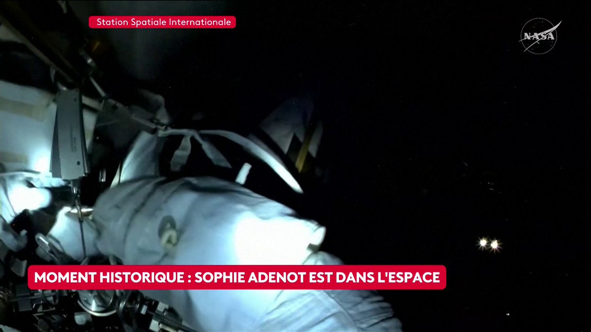 🫡🇫🇷 Notre astronaute, le colonel de l’armée de l’air Sophie Adenot, devient la première femme française à réaliser une sortie dans l’espace en combinaison ! Un immense parcours. Bravo à elle !