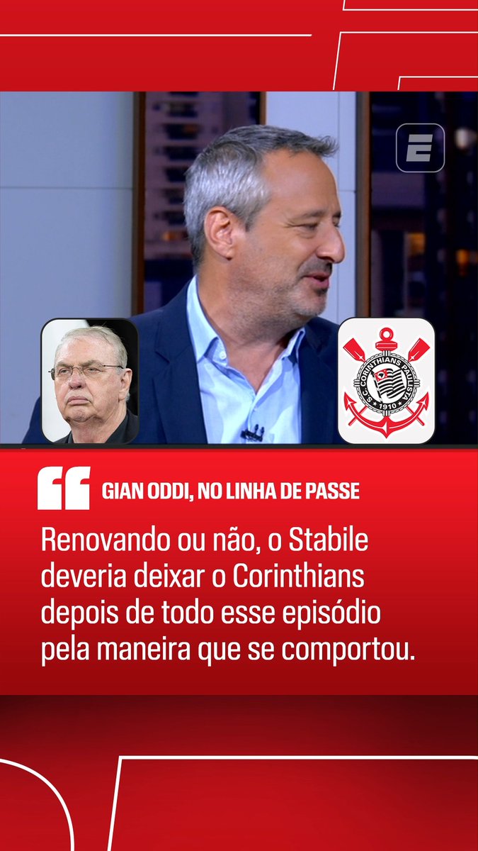 “Osmar Stábile deveria deixar o Corinthians depois desse episódio (Memphis Depay), pela maneira que se comportou.” “É impressionante. O Corinthians está perdido e leva sua torcida à loucura. É uma gestão pior do que a outra. Parece não ter solução.” 🎙️ Gian Oddi, na ESPN. 🎥 ESPN Brasil | SportsCenter Brasil