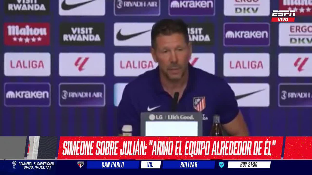 CHOLO SIMEONE SOBRE JULIÁN ÁLVAREZ El DT, el análisis sobre lo deportivo respecto al delantero argentino y su actualidad en el Atlético de Madrid. ▶️ Mirá #ESPNF12 en el Plan Premium de #DisneyPlus
