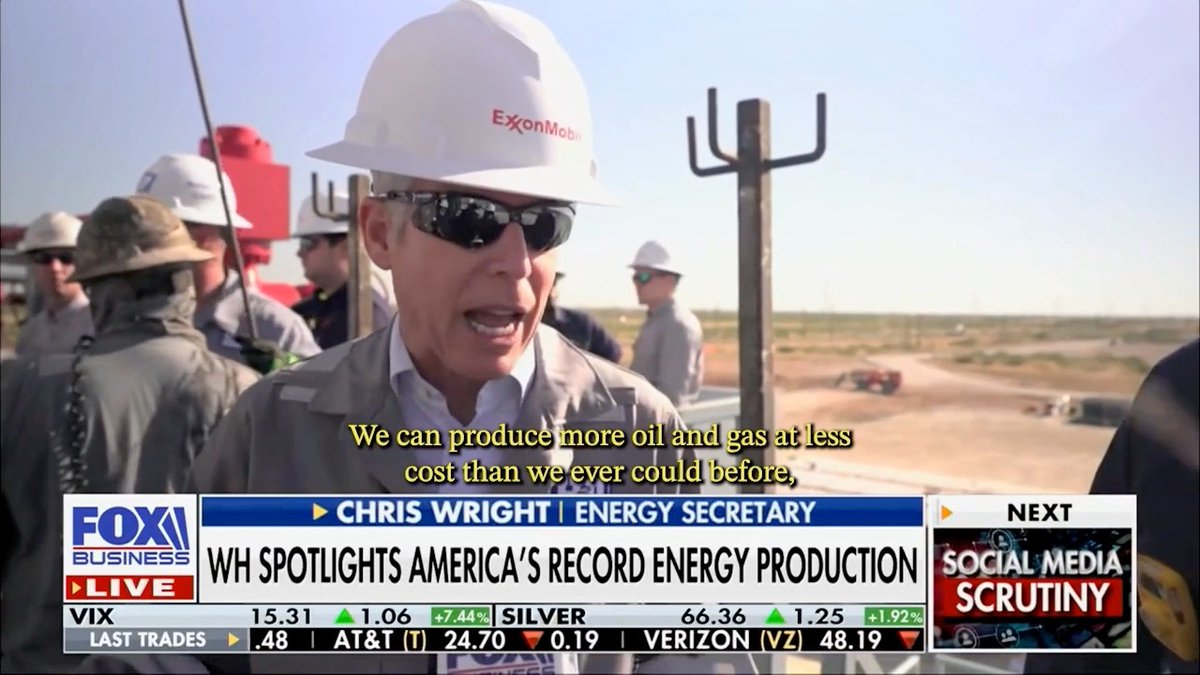 In the Permian Basin, oil production has quadrupled and natural gas production has grown sevenfold since President Donald J. Trump’ first term. Secretary Chris Wright: “We can produce more oil and gas at less cost than we ever could before — that’s grown American production." 🇺🇸💪🏻
