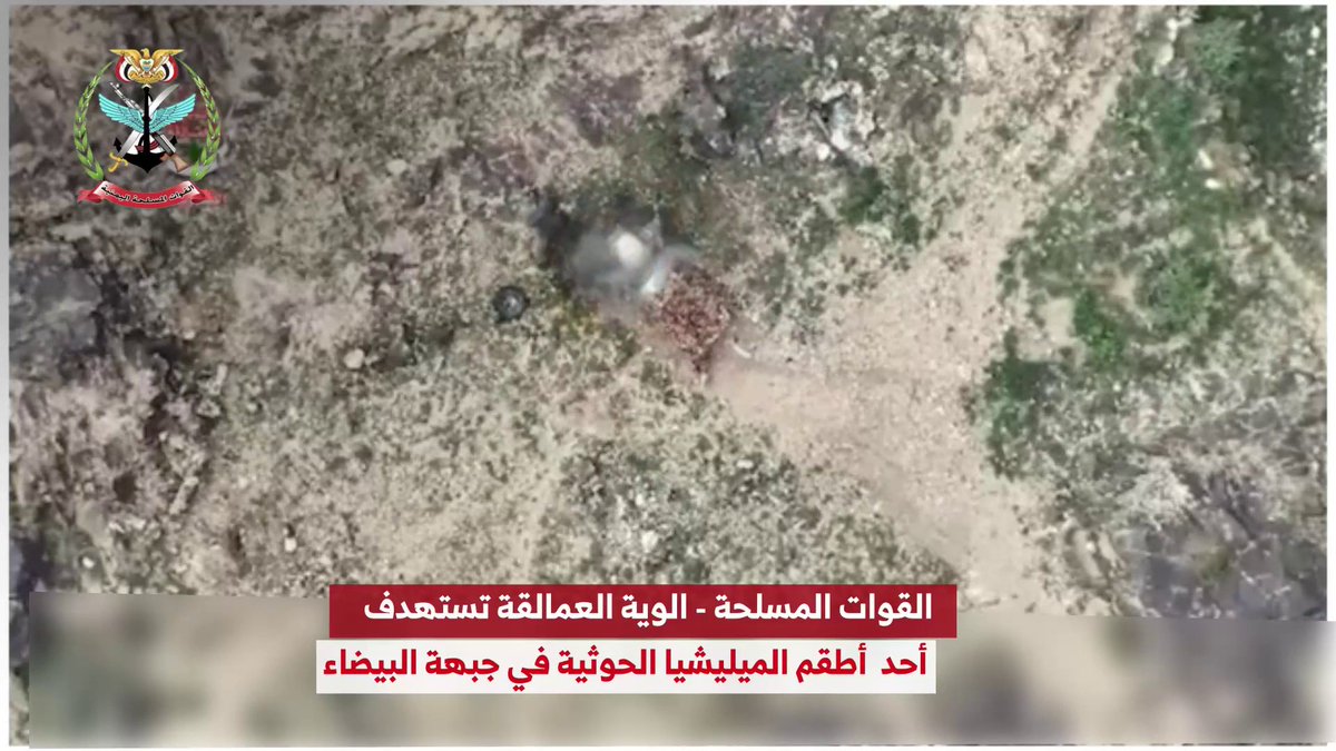 لقطات من استهداف القوات المسلحة اليمنية لأحد أطقم الميليشيا الحوثية في جبهة البيضاء