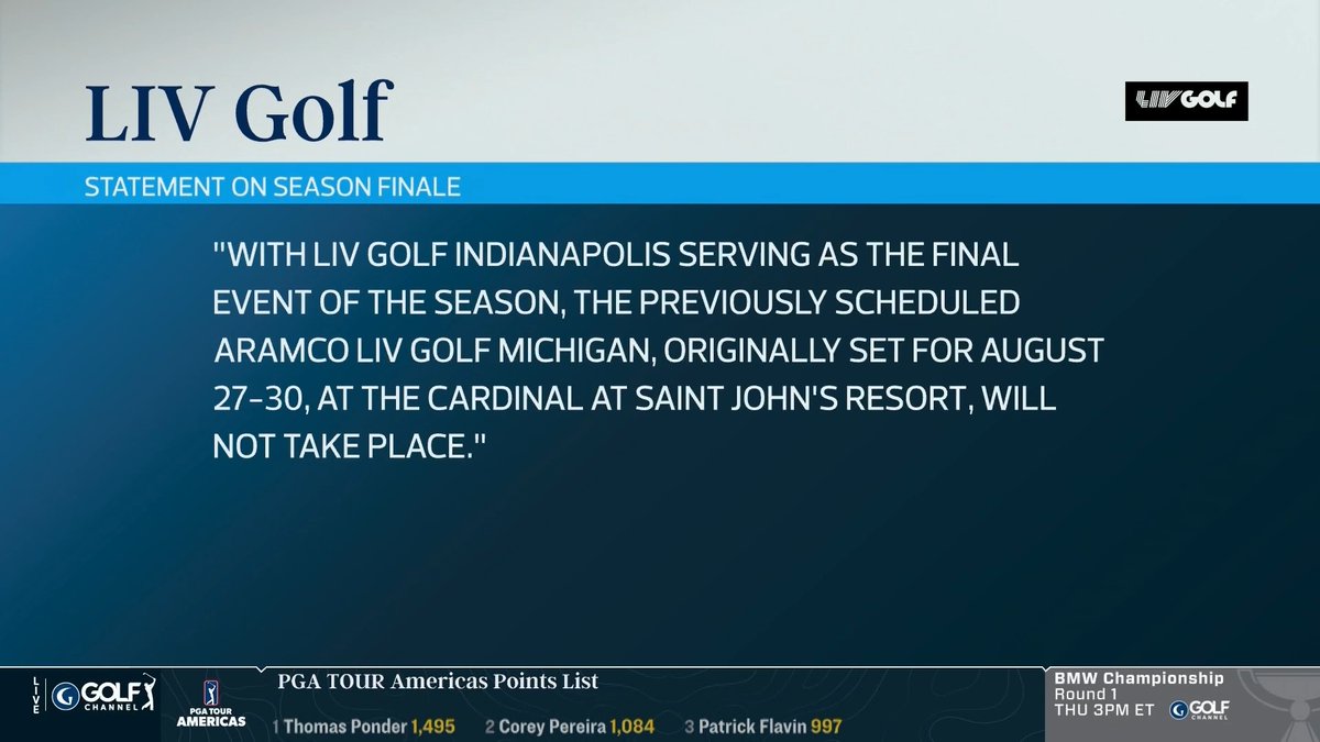 LIV Golf confirmed that the Michigan team championship is canceled, with the Indianapolis event serving as the season finale. Eamon Lynch and Damon Hack react and forecast what's next for the league and its players ⬇️ "It's all spin and it can't actually disguise from the reality that they are circling the drain at this point." (1:04)