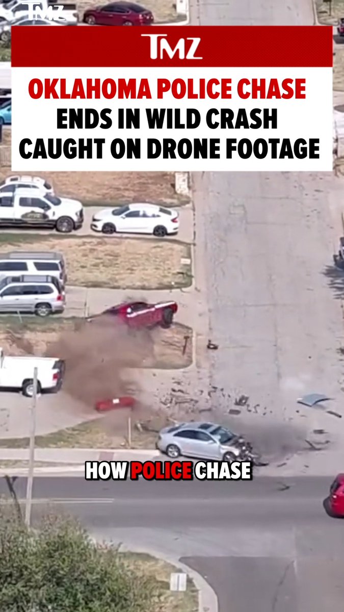 A police chase in Oklahoma City came to a wild end after the suspect blew through a stop sign and crashed across multiple lawns. 😳🚓 🎥: Oklahoma City Police Department