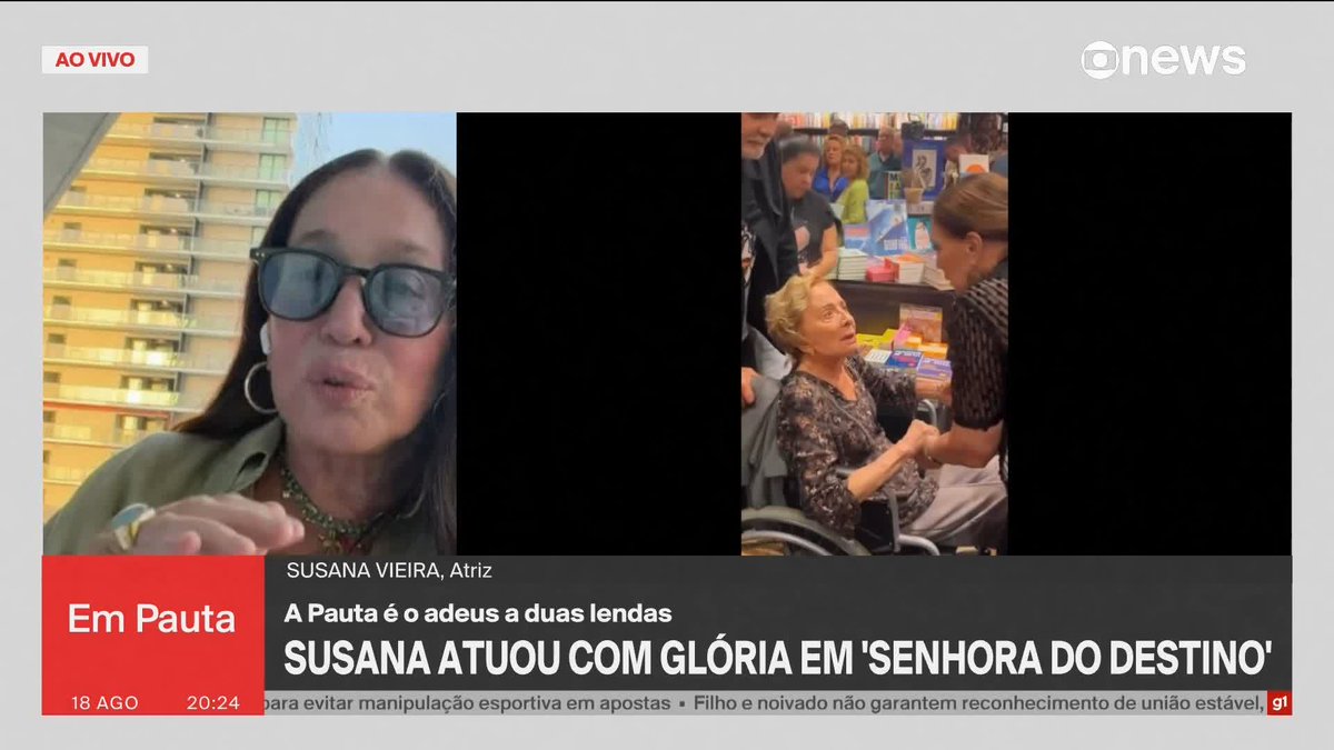 🚨VEJA: Ao vivo na Globo News, Susana Vieira fala sobre a última vez que esteve com Glória Menezes. #EmPauta