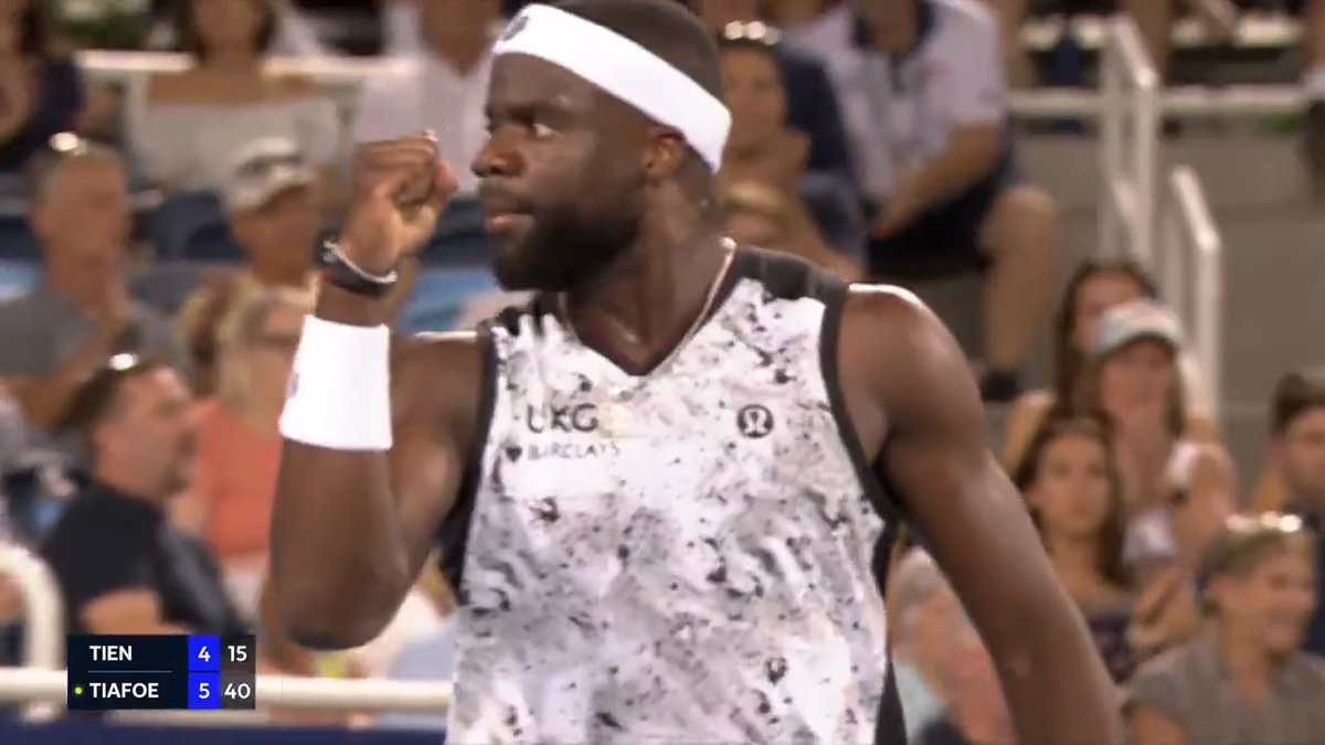 Too hot to handle 🌡️ Frances Tiafoe is a set away from a last 16 meeting with Auger-Aliassime after taking the first set 6-4 over Tien. Cincinnati Open | #CincyTennis