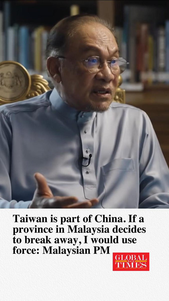 Malaysian Prime Minister Anwar Ibrahim told Al Jazeera in a recent interview: "I see Taiwan is part of China." When asked about China’s reunification stance, he drew a parallel: If a Malaysian province decides to break away, he would use force. He also called out Western double standards: "When it comes to China, it's hypocrisy. You don't talk about many countries in Europe breaking up, or within the US, or Africa... but you focus only on China."
