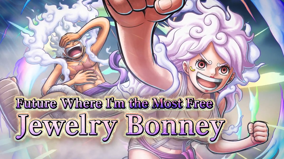 [Bonney Trailer - Repost and Like Campaign] Extreme Legendary Character "Future Where I'm the Most Free Jewelry Bonney" arrives on August 20 at 5 AM (UTC)! Get Rainbow Diamonds ×20 when likes reach 20k worldwide! Until August 23 at 3 PM (UTC) #BountyRush #ONEPIECE
