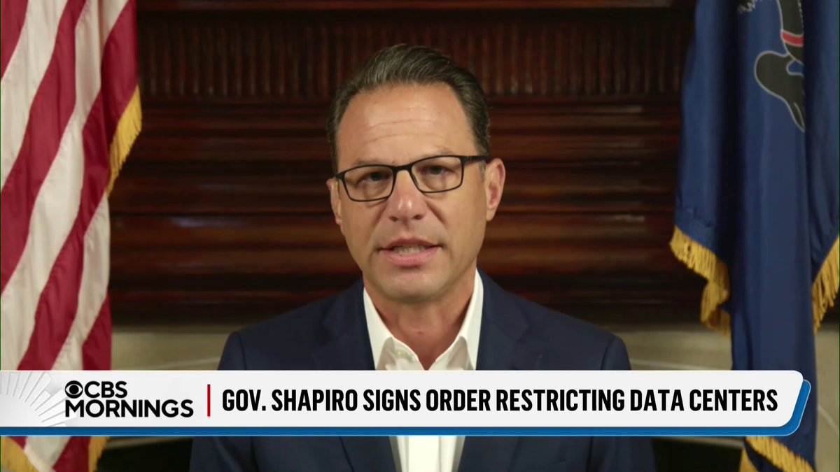 After working with Amazon last year to bring two data centers to Pennsylvania, Democratic Gov. Josh Shapiro signed an executive order Tuesday to implement widespread restrictions on the development of more data centers in his state: “We’ve seen too many developers who are trying to bulldoze our community.” He tells CBS Mornings how speaking with his constituents inspired what he calls “the nation’s strictest guardrails” on AI data centers: “It’s not about politics. It’s about the people and the communities here in Pennsylvania.”