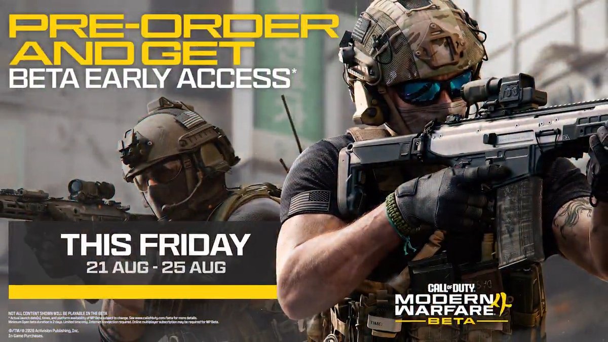 Modern Warfare 4 Beta weekend one includes 6v6 Multiplayer mayhem, Ground War, Kill Block AND a taste of the Campaign. Pre-order for Beta Early Access.