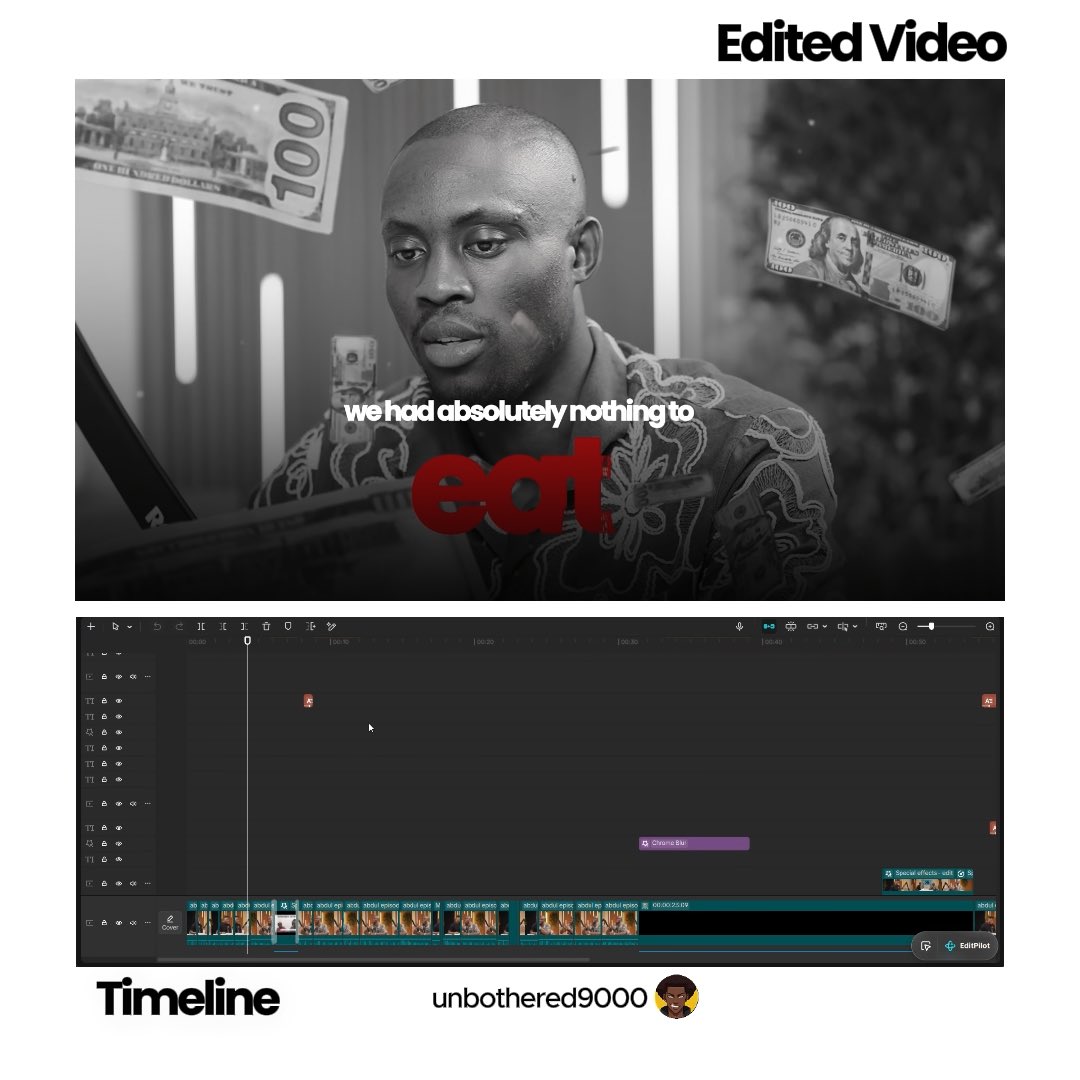 Timeline from a recent video i made for a podcast if you’re a podcast owner, brand or project with a podcast your videos deserve quality DM let’s work