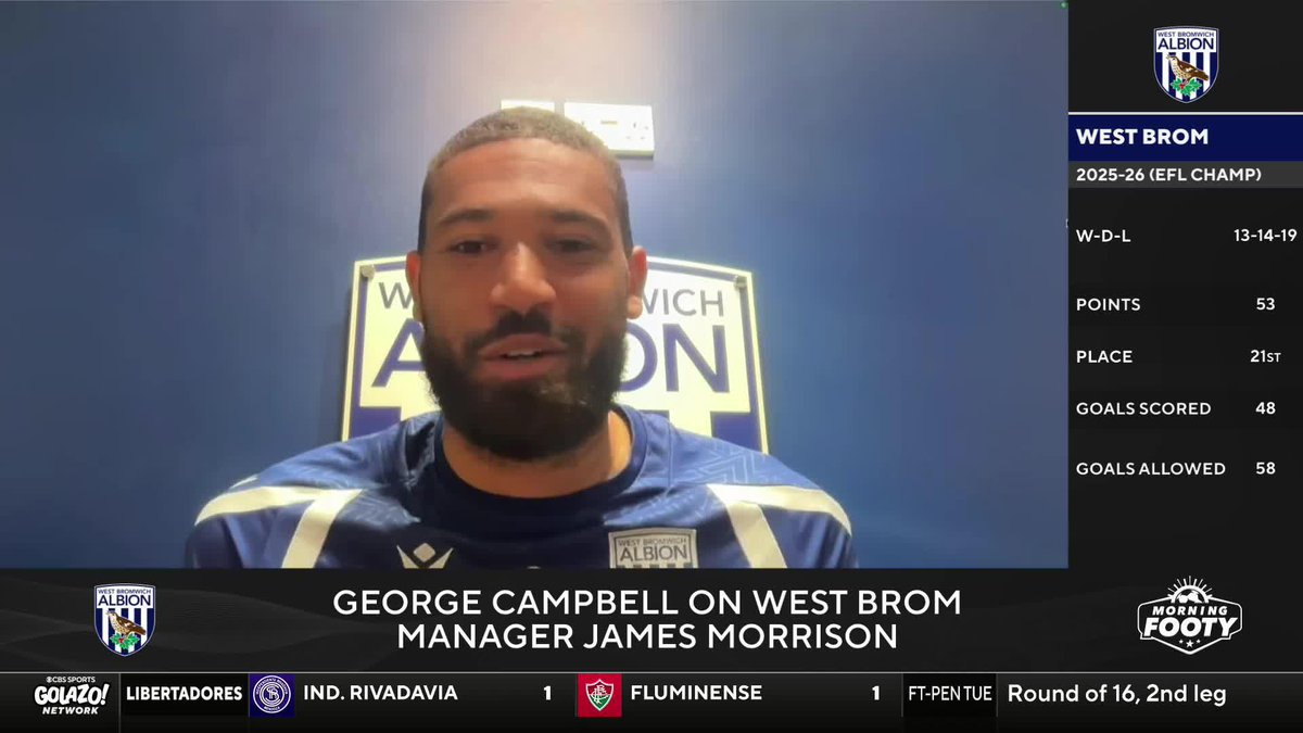 “You’re almost disrespecting the club if you’re not pushing for a playoff position.” West Bromwich Albion captain George Campbell on ambitions for the 2026-27 season 💪