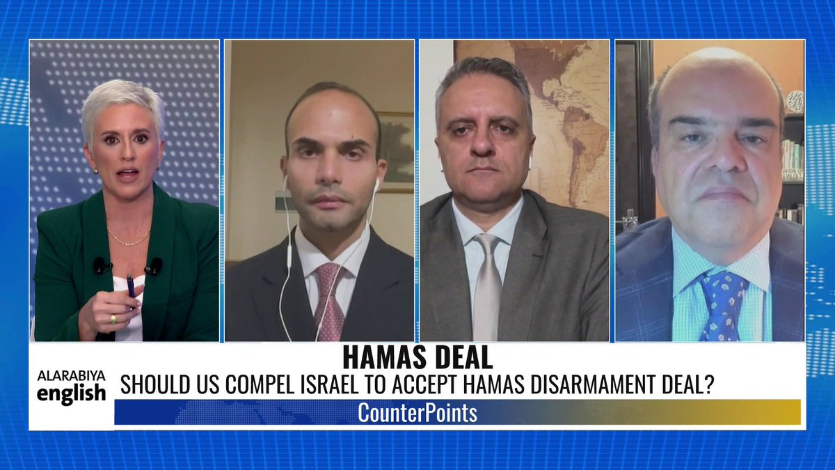 “Palestinians need to look in the mirror.” Former Senior Advisor to US President Donald Trump George Papadopoulos says Palestinians must ask themselves whether their lives are better under Hamas or without it, when pressed on why Gazans should trust the US after it allowed Israel to flatten Gaza.