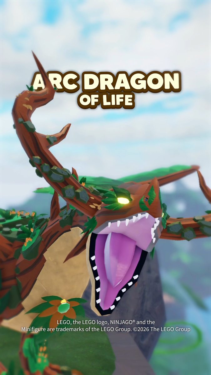 The Arc Dragon of Life has arrived in Sonaria, decayed with only a fraction of its full power. Players must band together, find the Whispering Wood around Sonaria, and restore it by destroying the corrupted elementals to help restore the Arc Dragon of Life back to its full strength! LEGO, the LEGO logo, NINJAGO® and the Minifigure are trademarks of the LEGO Group. ©2026 The LEGO Group #CreaturesofSonaria #Roblox