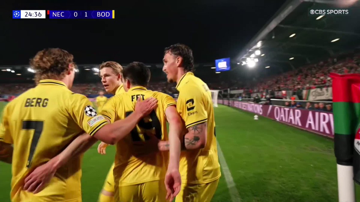 Sondre Fet gives #UCL darlings Bodø/Glimt the lead over NEC Nijmegen in the playoff finals 😤