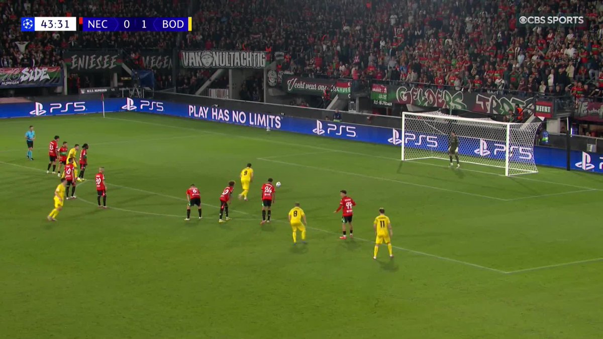 Bodø/Glimt are soaring towards another #UCL league phase as they take a 2-0 lead over NEC Nijmegen in the first half 💛 Watch the Champions League playoff first leg on Paramount+ 📺