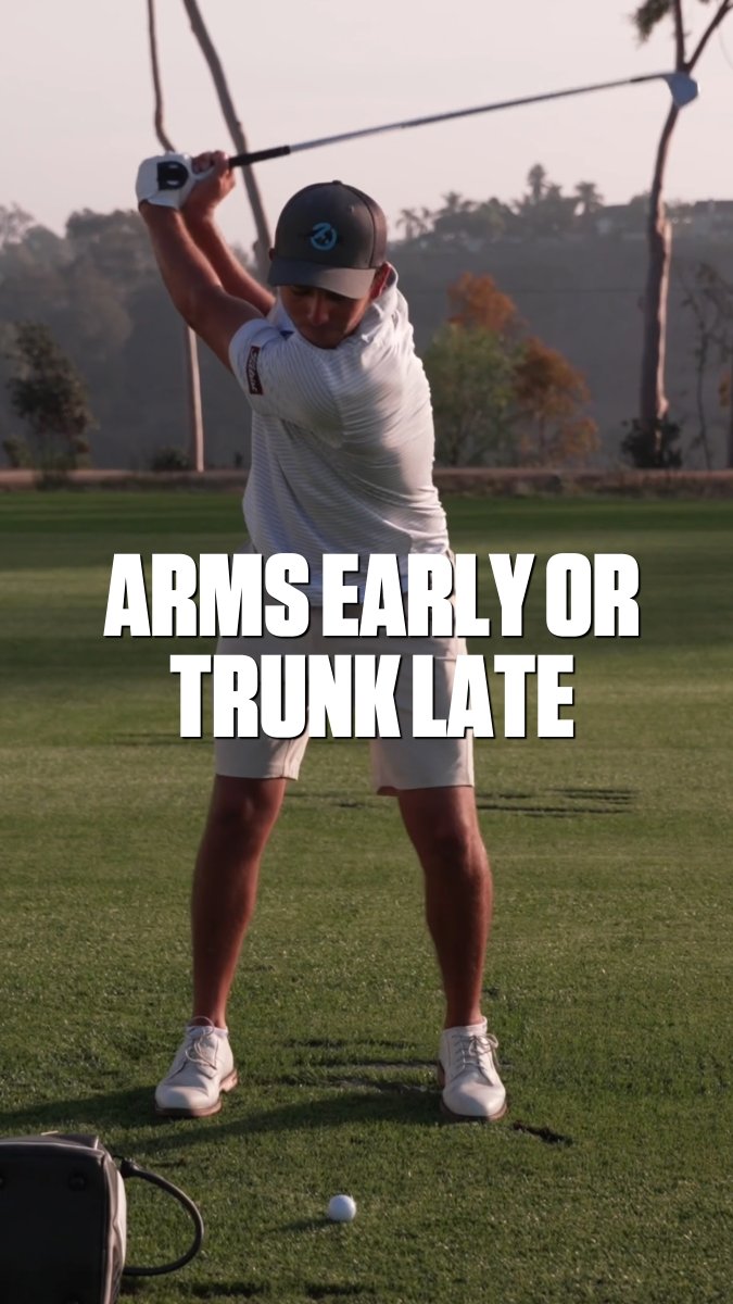 Load it to release it. Hip-to-shoulder separation at the top creates a stretch across the core, but the goal is to use it, not maintain it into impact. When the arms “fire early,” trunk rotation can be stalled. When separation stays open, it can not only result in a potential loss of power, but also push the club path too far to the right, making it difficult to hit a cut and control the left miss. Full video on our YT channel. Link below