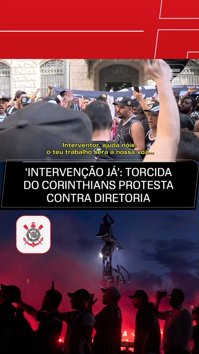 'INTERVENÇÃO JÁ' - Torcedores do Corinthians foram até o Ministério Público de São Paulo protestar contra a atual situação do clube e pedir Intervenção Judicial no Parque São Jorge #FutebolNaESPN #Corinthians