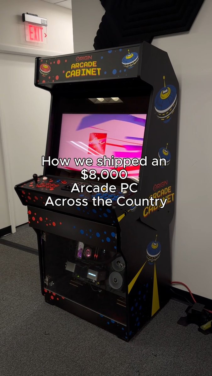 Our social media manager’s POV of the team trying to ship out our ORIGIN PC ARCADE machine for a 1,000-mile journey to QuakeCon 😭 🚚