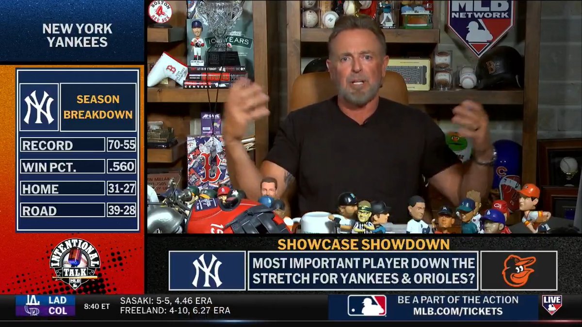The Orioles and Yankees battle in an AL East showdown in tonight's #MLBNShowcase presented by CarShield! Who's the most important player down the stretch for these two squads vying for the Postseason? Siera Santos | RyanDempster | Kevin Millar