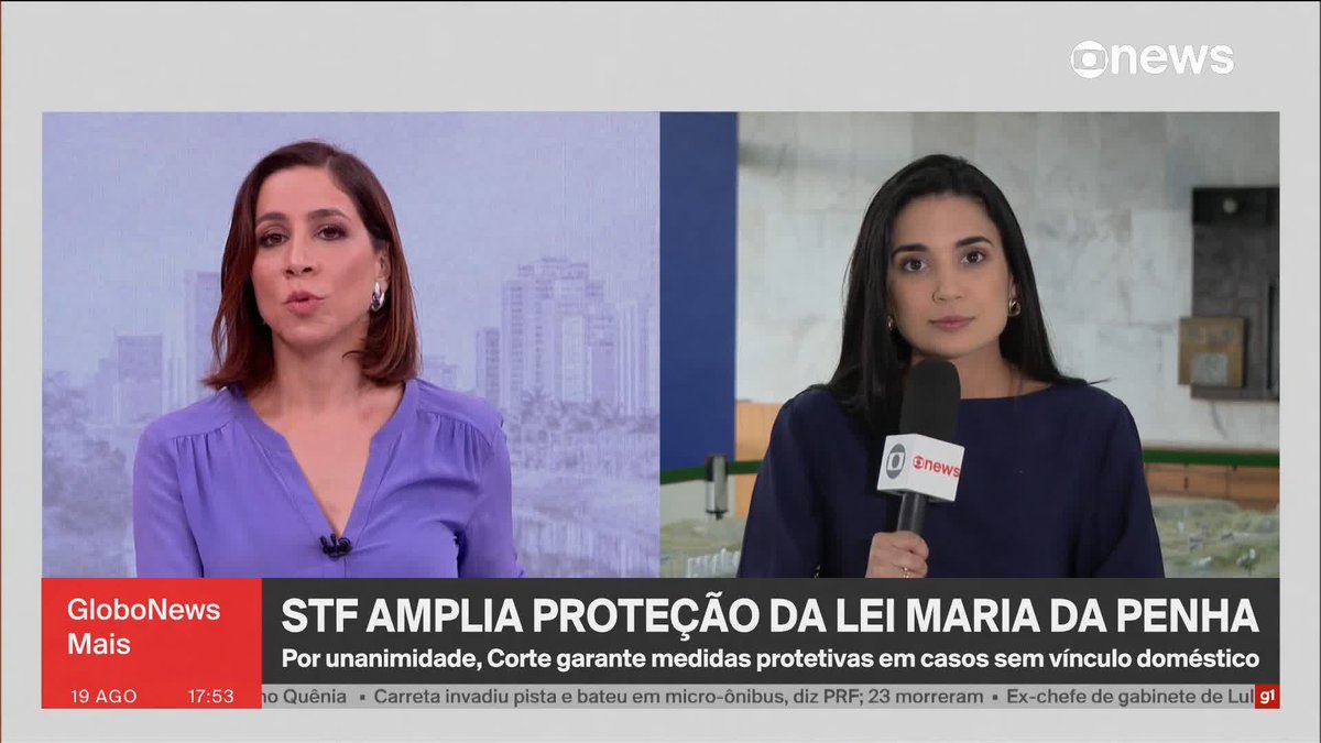 Por unanimidade, STF amplia proteção da Lei Maria da Penha. ➡️ Assista à #GloboNews: #GloboNewsMais