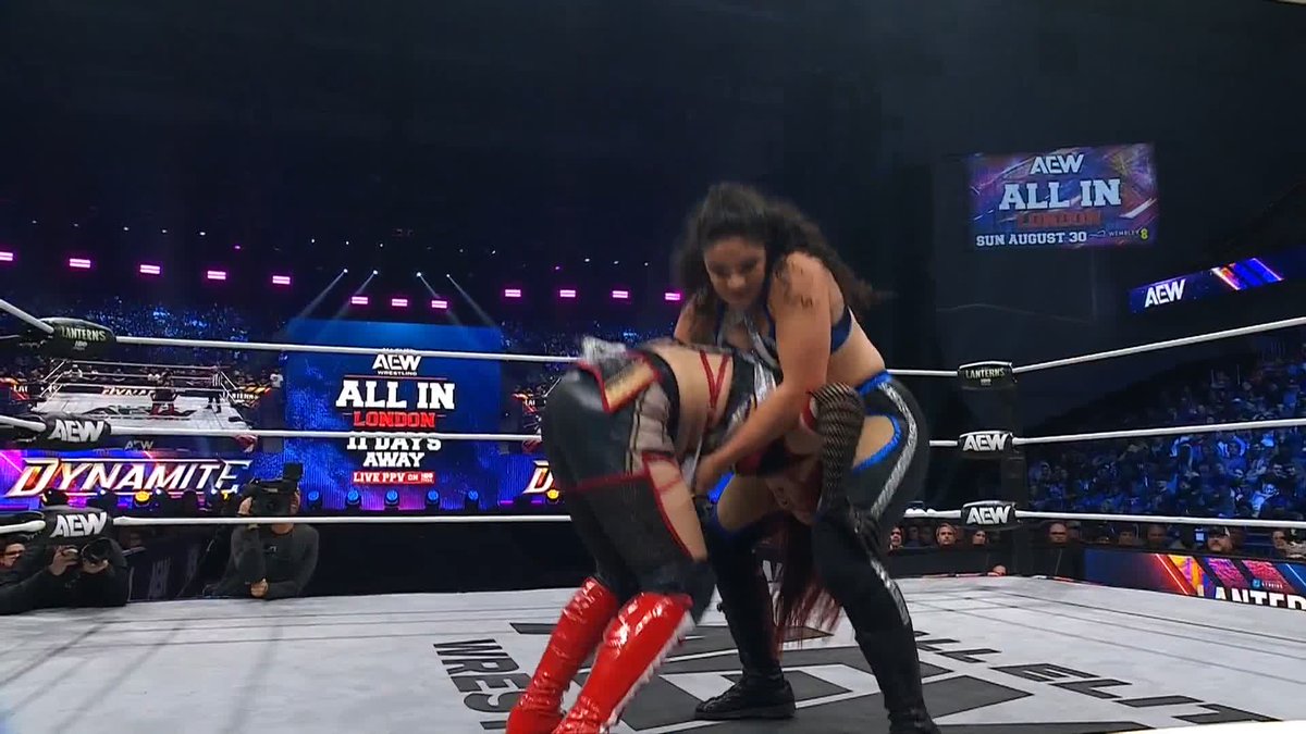 .Kris Statlander just took HIKARU SHIDA 志田 光 off of Persephone's shoulders to powerbomb Shida herself! Watch #AEWDynamite LIVE on TBS &amp; HBO Max