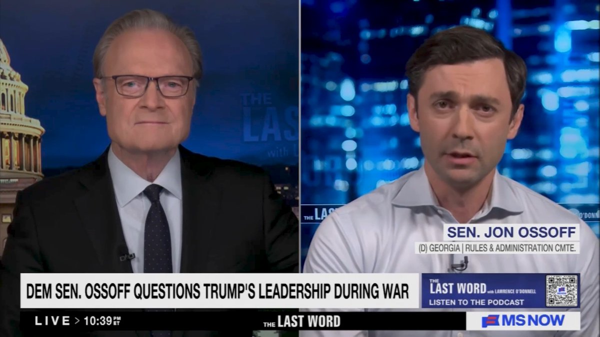 Ossoff: Apparently, in the White House, the truth hurts. They have lied us into war after promising peace. They've driven inflation skyrocketing, thrown people off their health insurance, doubled health insurance premiums for more than a million Georgians after they promised to bring down prices on day one. And the president's done so, enabled not just by hangers-on and sycophants in the White House, but also Republicans in Congress who have enabled him at every turn. And one of them is Congressman Mike Collins here in Georgia.