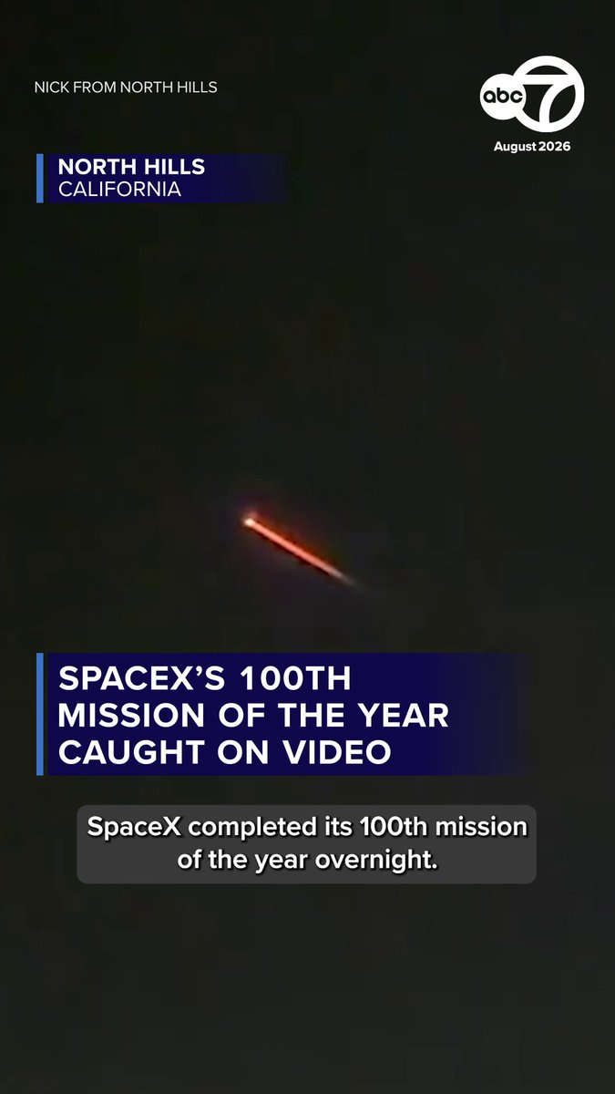 🇺🇸 SpaceX just completed its 100th mission of 2026!! This will be the third year in a row they've nailed over 100 launches. The milestone came with a Falcon 9 launch from California carrying 24 Starlink satellites into orbit. Writers: Mhedi, Ian