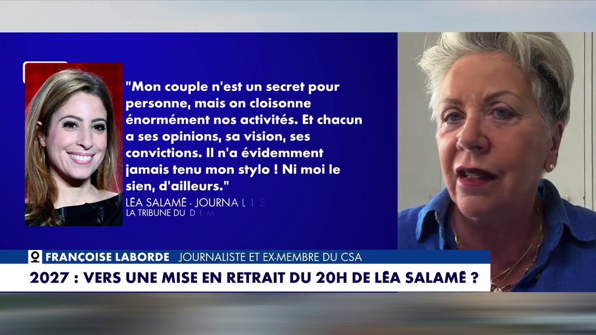 Françoise Laborde réagit au retrait de Léa Salamé du 20h alors que son compagnon Raphaël Glucksmann s’apprête à annoncer sa candidature à la présidentielle : «C'est parfaitement hypocrite», dans #HDProsEte Toute l'info est à retrouver sur