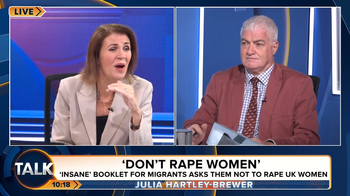🚨"Imagine having to be told you CAN'T rape women" Julia reads from the Home Office booklet branded 'insane' telling asylum seekers not to rape, abuse and control women. Julia Hartley-Brewer
