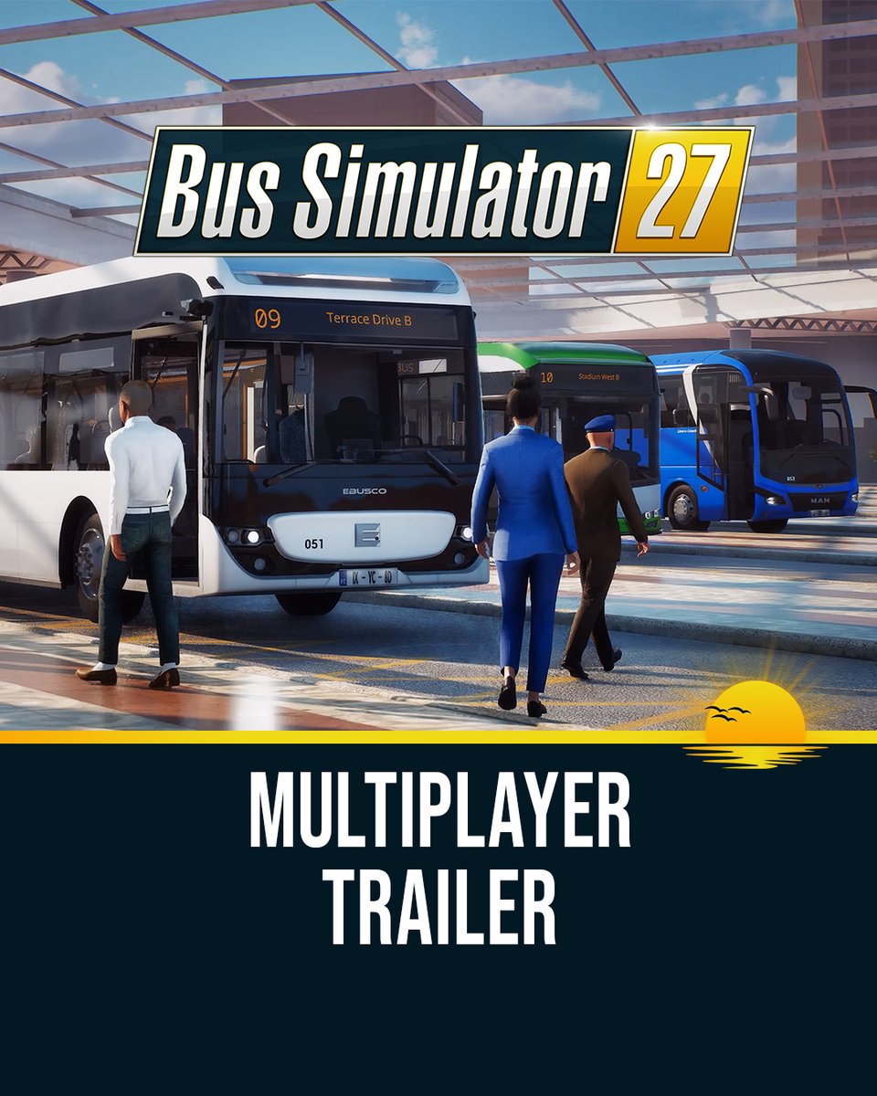 バス運転/バス会社運営シミュレーションゲーム『Bus Simulator 27』マルチプレイヤートレイラー公開! 他のプレイヤーのバスに同乗して乗客のチケット確認などで業務をサポートすることもできます。