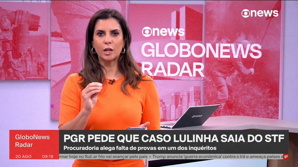 PGR pede que caso Lulinha deixe STF e vá pra 1ª instância, confirma defesa a Camila Bomfim. ➡️ #GloboNewsRadar - de segunda a sexta, às 8h30, na #GloboNews. Assista na TV e no Globoplay