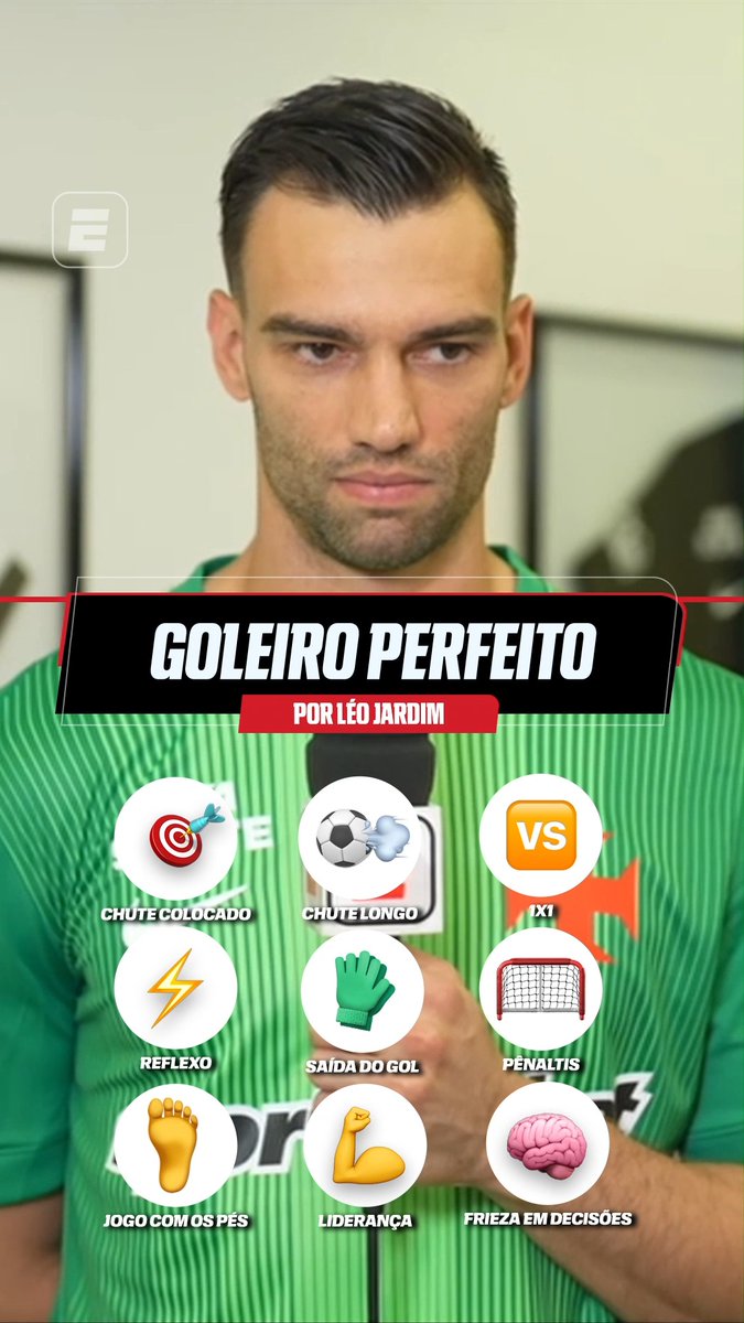 O GOLEIRO PERFEITO DE LÉO JARDIM! 🧤 Léo Jardim, goleiro do Vasco, revelou como seria o goleiro perfeito na visão dele. 👉 ASSISTA à CONMEBOL Sul-Americana pela ESPN, no Plano Premium do #DisneyPlus! #SulAmericanaNaESPN #Vasco #LeoJardim