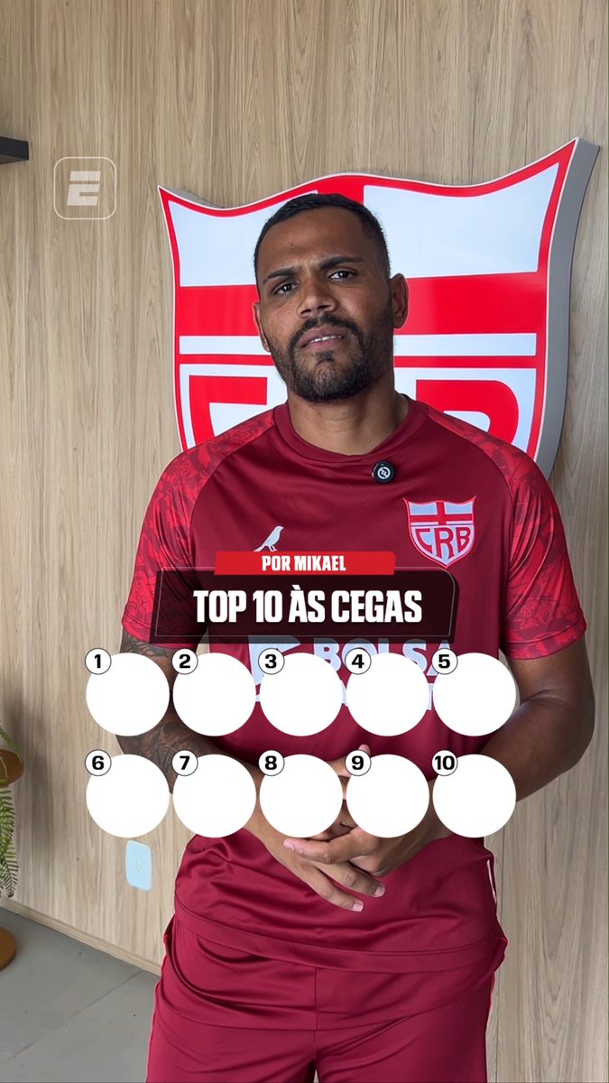 TOP 10 ÀS CEGAS! 😬 Mikael teve que montar um ranking com alguns centroavantes da história do futebol, sem saber os próximos nomes... Concorda com a lista, fã de esportes? 👉 Assista a Athletic x CRB nesta quinta-feira (20), às 19h30, AO VIVO pela ESPN no Plano Premium do #DisneyPlus! #SérieBnaESPN #FutebolNaESPN #brasileirao
