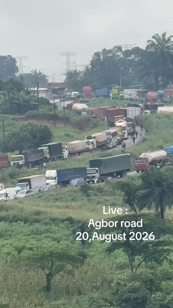 “Since yesterday till today, the Agbor-Benin, Edo Expressway has been stuck.”😳🙆 — Man living around Agbor, Edo State, says as he shares a video showing the heavy gridlock on the road.