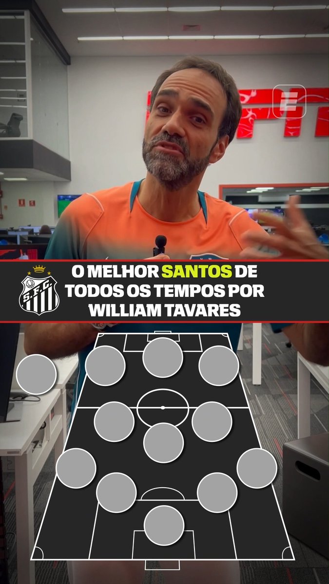 Pedimos para o William Tavares escalar o melhor Santos de todos os tempos, na visão dele, e ele simplesmente entregou uma seleção! 🤩🐳 E aí, fã de esportes, o que achou das escolhas? 👀 📺 Assista a Macará x Santos, nesta quinta-feira (20), às 19h (de Brasília), AO VIVO na ESPN, pelo Plano Premium do #DisneyPlus #FutebolNaESPN #SulAmericanaNaESPN #Santos