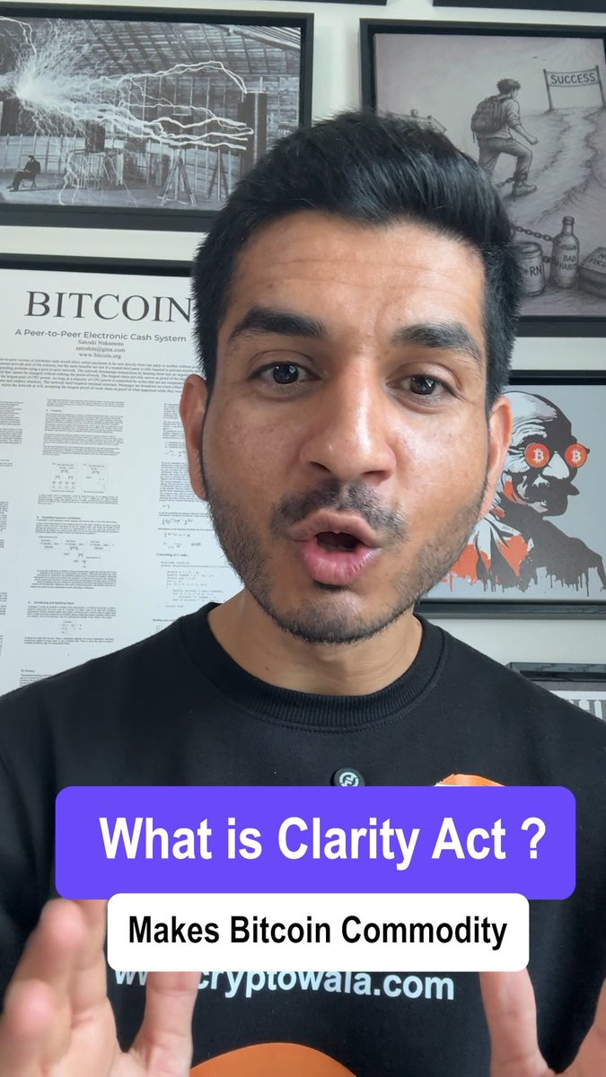 What is Clarity Act ? The SEC spent years suing crypto companies over one question: security or commodity? On 15 September the Senate starts voting on the CLARITY Act. Bitcoin becomes a commodity like gold, permanently. Institutions get their green light. The country that chased crypto away is about to legalise it. India, take notes. #ClarityAct #Bitcoin #Crypto