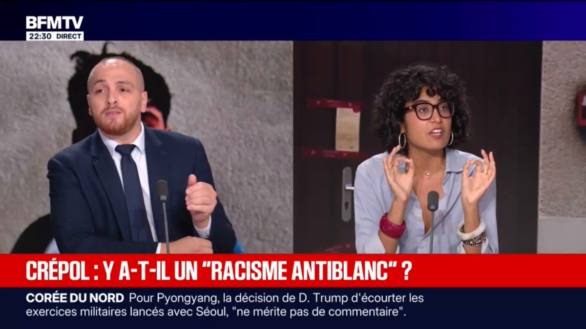 « Le racisme antiblanc n'existe pas, c'est un concept de l'extrême droite qui masque le racisme systémique que subissent des millions dans le pays. Le RN fait un tri entre les drames pour son instrumentalisation raciste et sécuritaire. » Saphia Aït Ouarabi du Poing Levé sur BFM