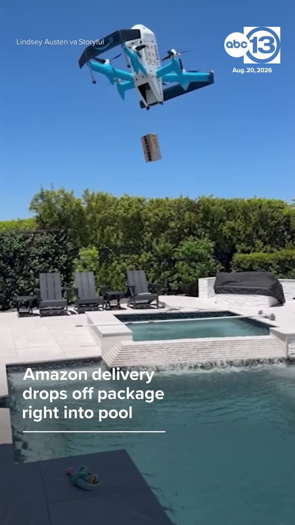 “I don’t think I’ll be wanting anymore drone deliveries." said Lindsey Austen after watching her first Amazon drone delivery drop her package into her pool.