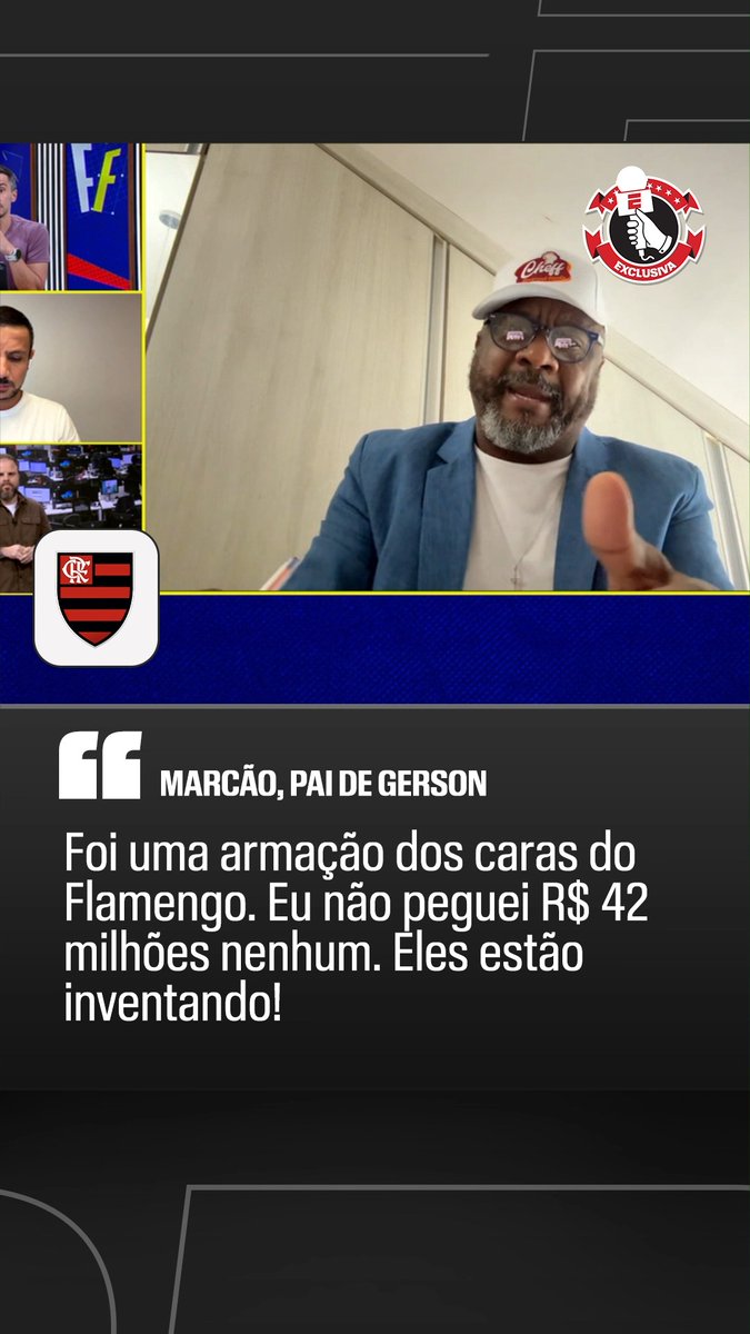 🚨 AGORA! Em entrevista à ESPN, Marcão, pai e empresário de Gerson, diz que eles foram vítimas de "armação" da diretoria do Flamengo: "Isso foi uma armação desses caras que estão no Flamengo. Eu não peguei R$ 42 milhões nenhum. Eles estão inventando!" 🎥 ESPN Brasil | SportsCenter Brasil