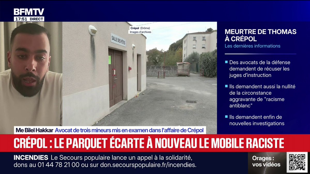 Meurtre de Thomas à Crépol: "La défense ne fait qu'exercer les droits de la défense", explique Me Bilel Hakkar, avocat de trois mineurs mis en examen dans cette affaire