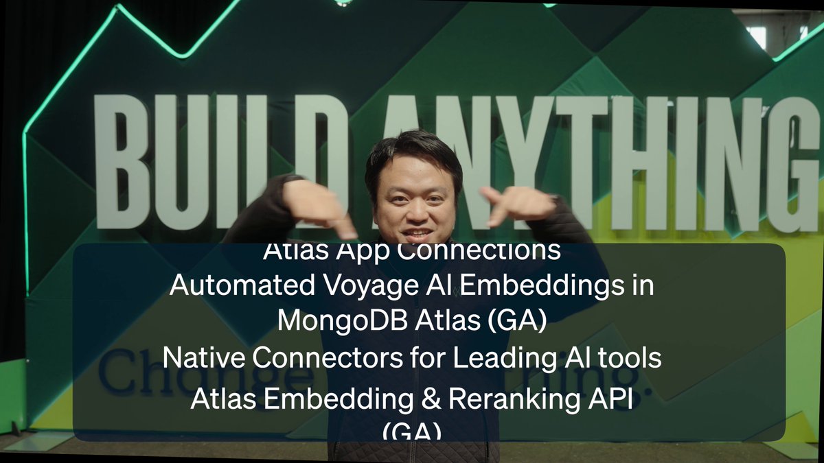 ICYMI: Everything announced at #MongoDBlocal Build Fest is designed to help developers stay in flow and ship production AI, faster. From the new Atlas Managed MCP Server for Agents and native Atlas access inside Claude, Claude Code, ChatGPT, Codex, Grok Build, Devin, & Cursor, to Automated Embeddings in MongoDB Atlas and Voyage AI by MongoDB's voyage-code-4, plus a GA'd Embedding & Reranking API and Vector Search for Stream Processing, it's about less setup, fewer workarounds, and more time building. Get the latest: swyx Mickey (Miki)