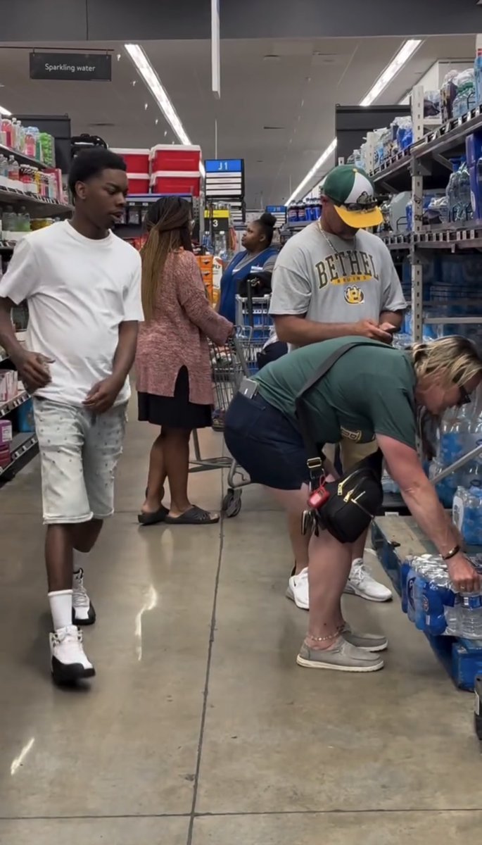 Not him ordering her to grab another case of water