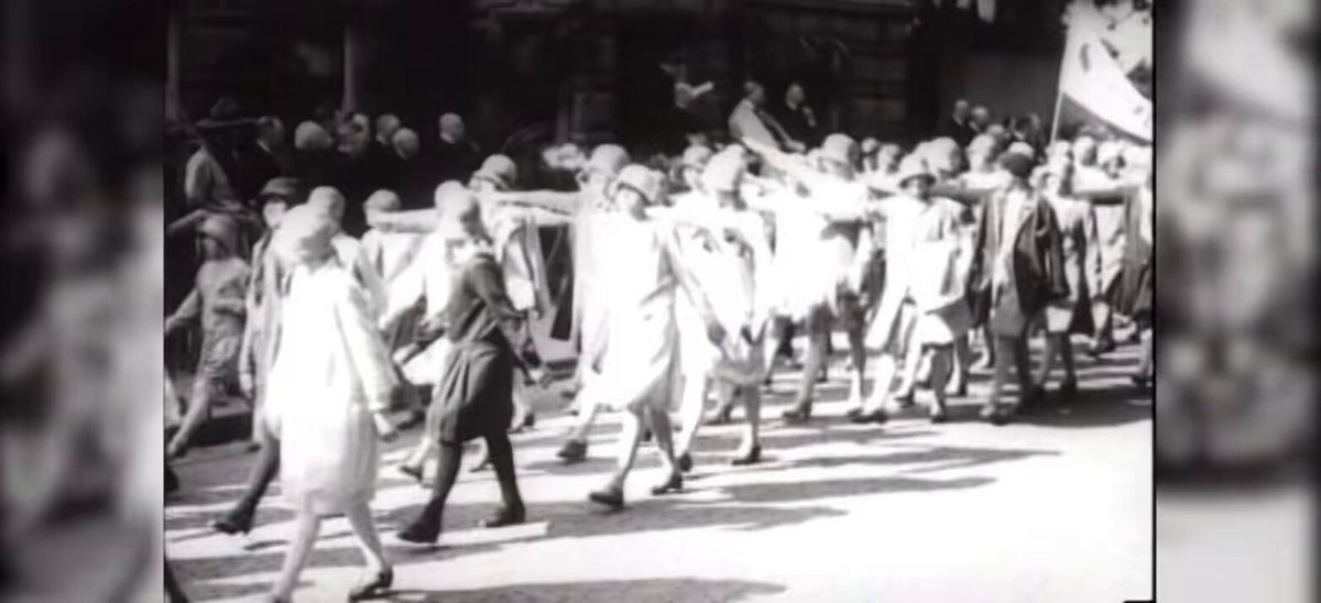 Young Dutch Catholics greet the newly appointed Archbishop of Utrecht with a Roman salute, 1930