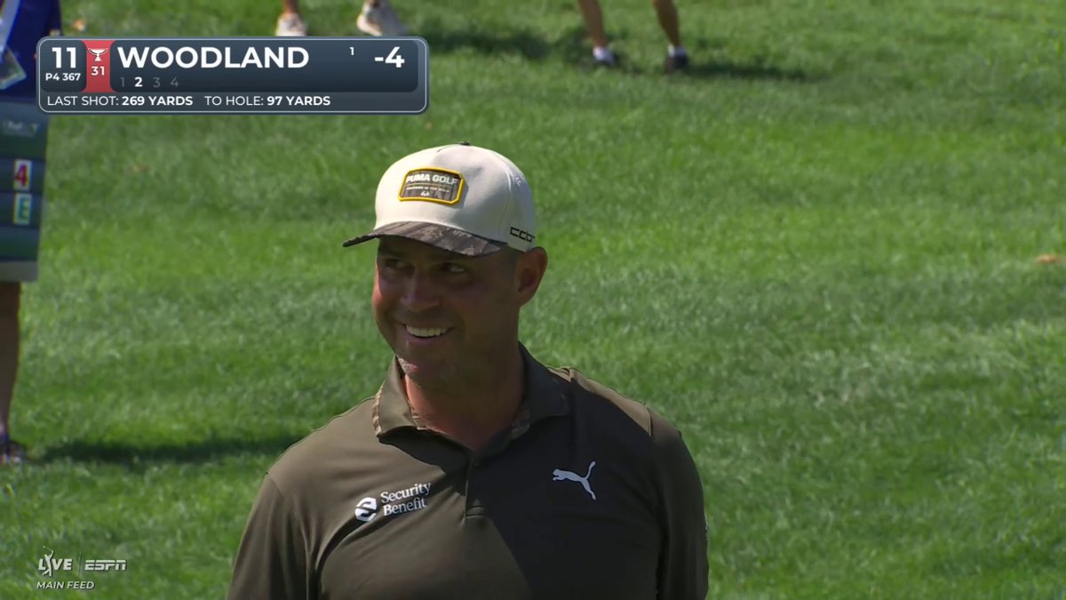 Watch how far Gary Woodland spun this one back to drain it 😱