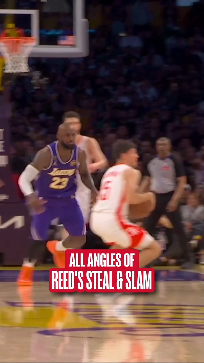 Showcasing every angle of Reed Sheppard's clutch postseason steal and slam for NBA Defense Week 🔥 (via Houston Rockets)