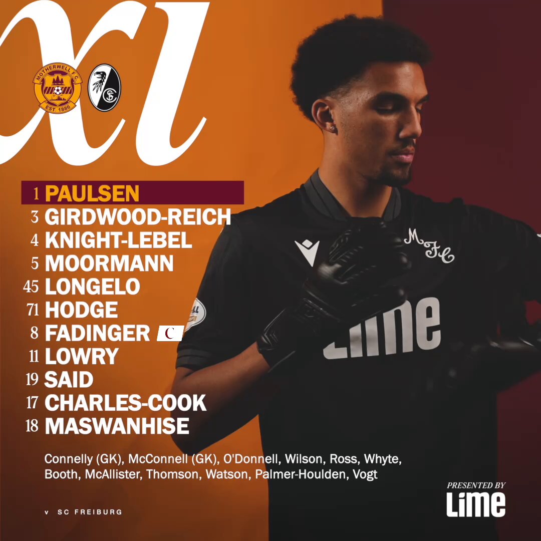 Your Motherwell side is locked in 🔐 • Paulsen returns between the sticks • Moormann, Longelo, Fadinger, Lowry &amp; Charles-Cook back in the starting 11 • O'Donnell &amp; Palmer-Houlden on the bench 7:30pm Kick Off // 🧡 v ▫️.