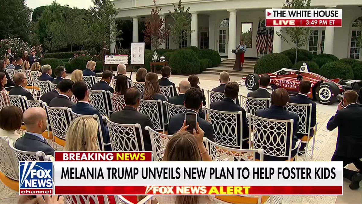 NOW: First Lady Melania Trump highlights her "Fostering the Future" initiative during a Rose Garden event with President Trump and other leaders. "Our mission is simple yet transformational," the first lady said, outlining a push to help young people in foster care earn a college education, launch meaningful careers and achieve lasting financial independence.