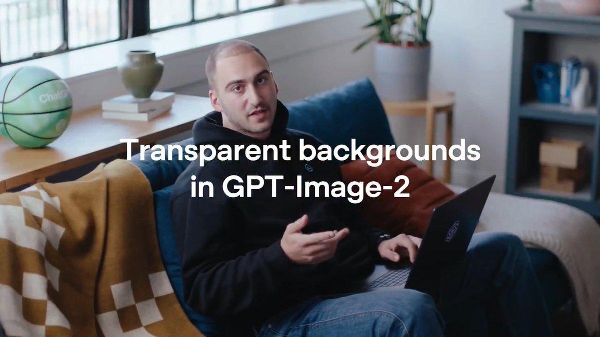 Transparent backgrounds are now available in preview for GPT-Image-2 in the API. Generate reusable assets you can place on any background—for product imagery, graphic design, website mockups, and marketing campaigns.