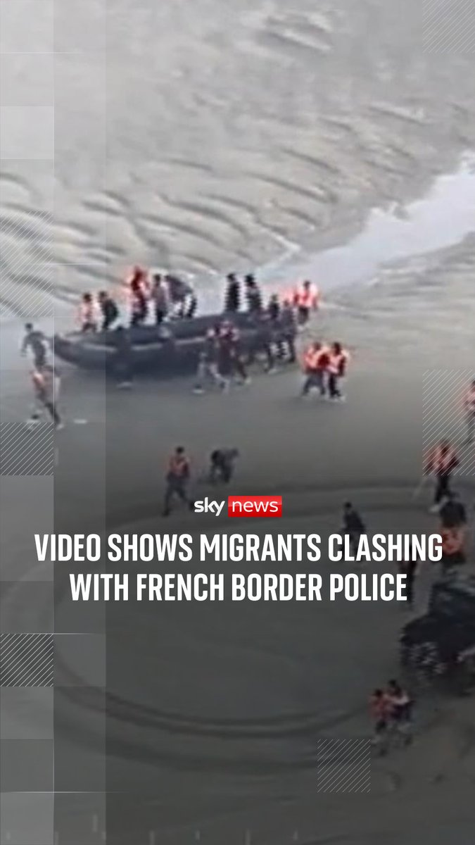 Footage released by the UK's Border Security Command shows migrants clashing with police on a beach in northern France, with an officer slashing a small boat with a knife. Sky's Jon Craig looks at the context behind the incident. Read more: