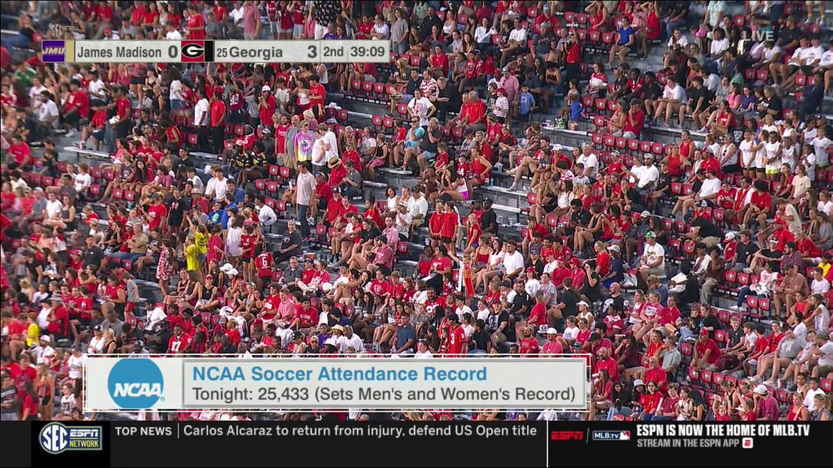 The moment that confirmed Georgia Soccer broke the men's and women's NCAA soccer attendance record 🔥